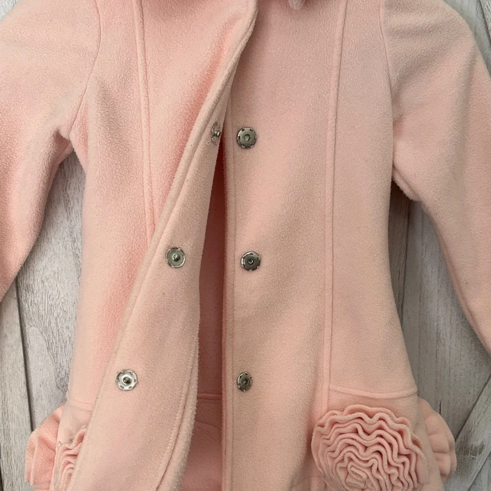 Kate Mack by Biscotti Light Pink Pea Coat with Floral Details